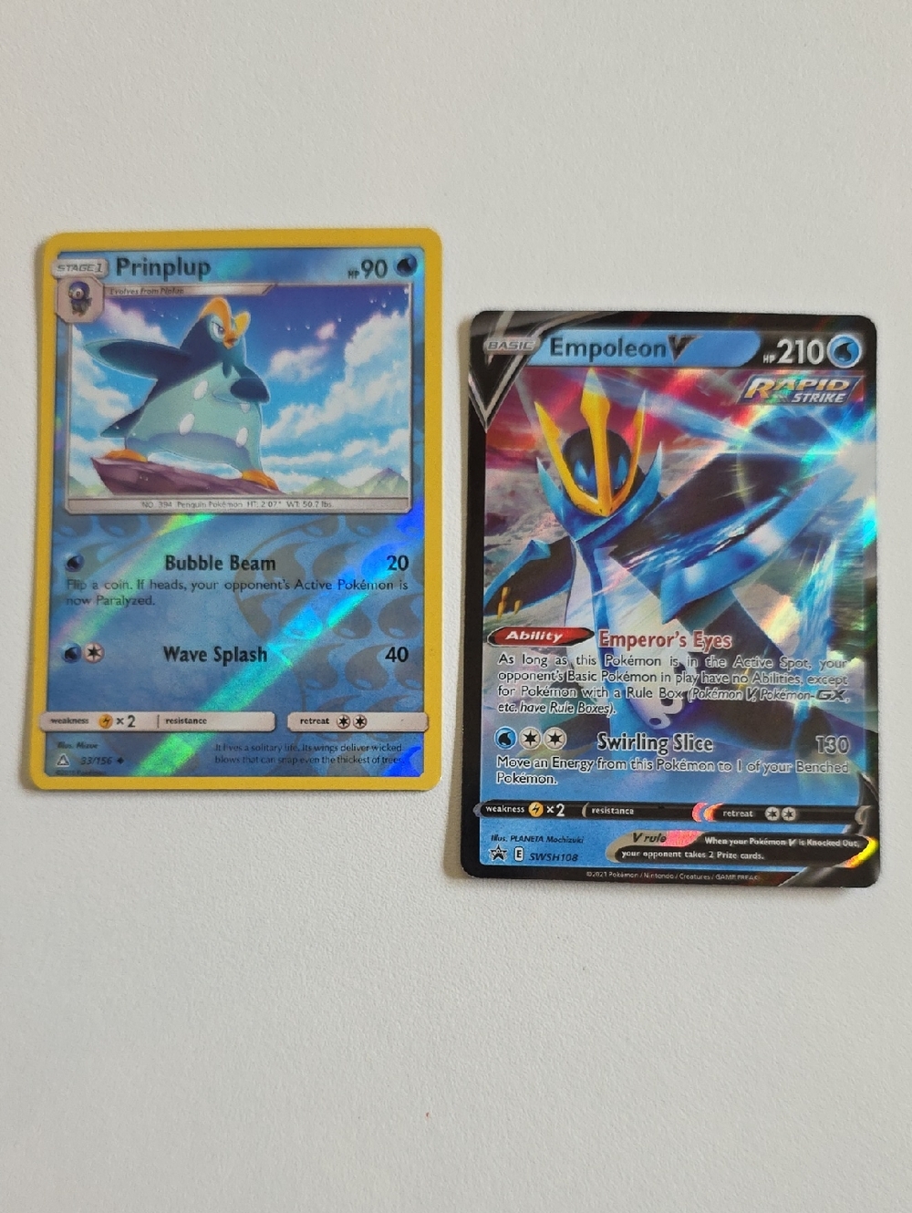 Pokemon Prinplup and Empoleon V Holographic Card Lot